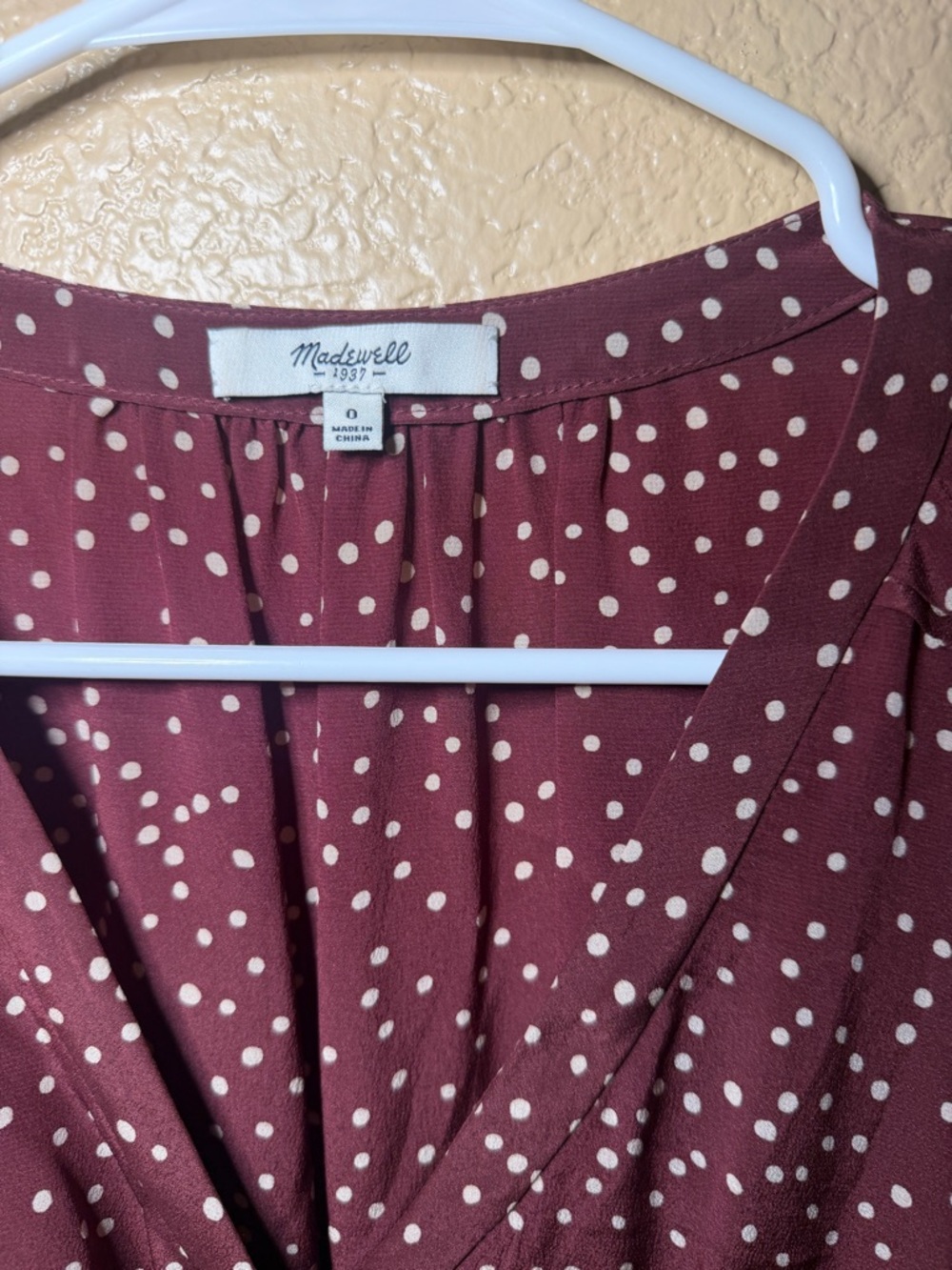 Madewell Burgundy Polka Dot Long-Sleeve Wrap Dress - Picture 3 of 3